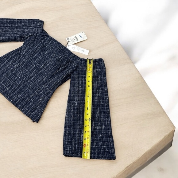 NWT ZARA Tweed Textured Off Shoulder Top Flare Long Sleeves size S - Picture 6 of 11